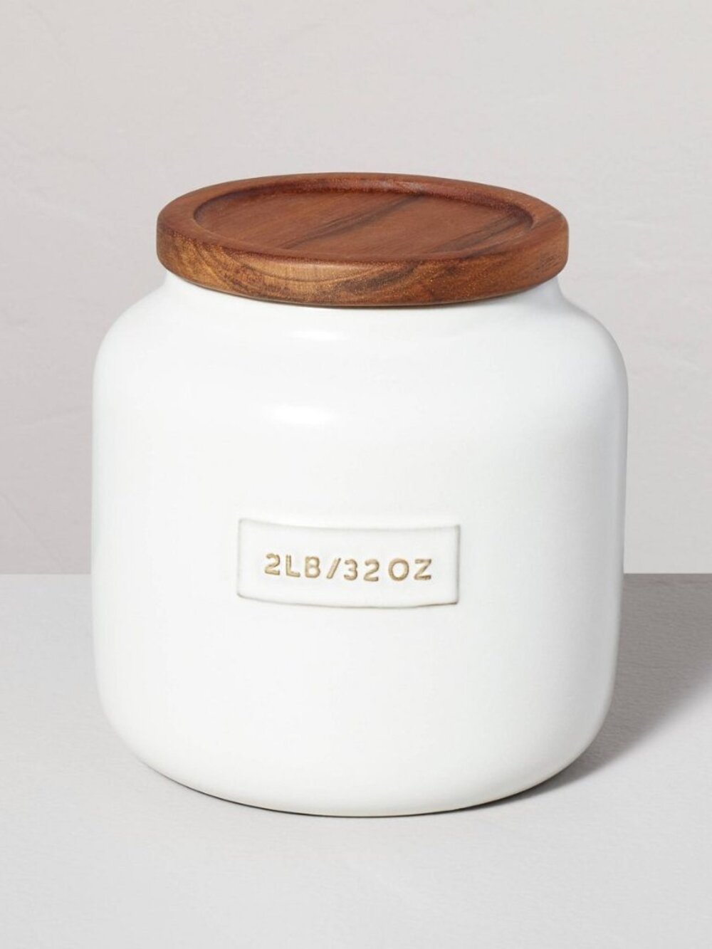 32oz Dry Goods Stoneware Canister Wood Lid Cream/Brown - Hearth & Hand Magnolia